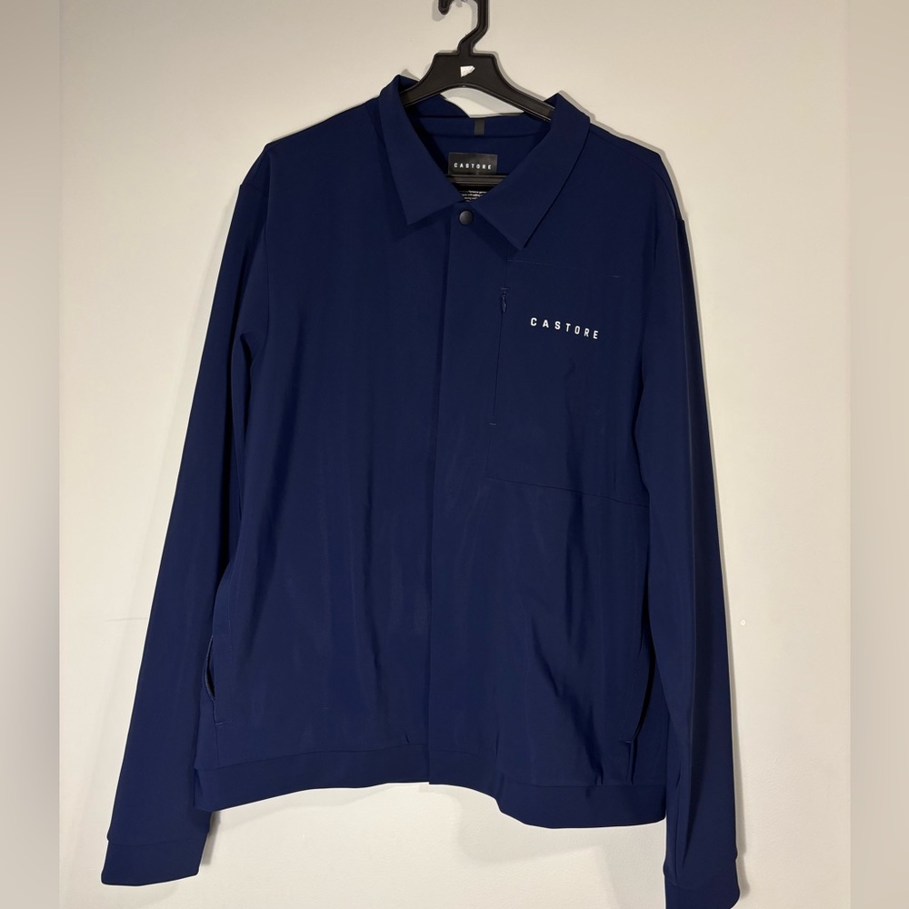 Castore Mens Navy Button Snap Lightweight Stretch Comfort Jacket Size XL